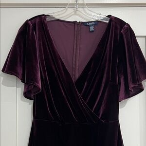 Chaps Deep Purple Velvet Midi Dress